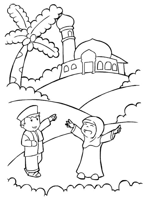 Lembar Mewarnai Anak Muslim Koleksi Gambar Mewarnai Islami Untuk Anak