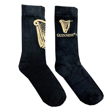Buy Official Guinness Harp Designed 2 Pack Socks In Guinness Can Black