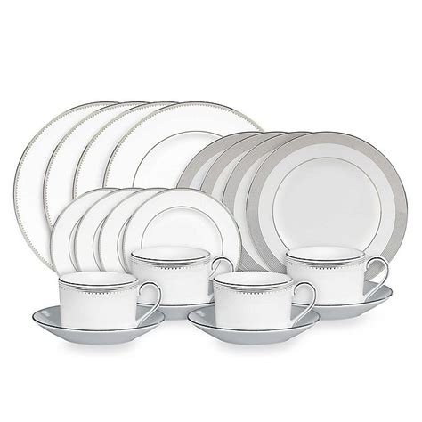Набор 4 кольца для салфеток vera wang grosgrain. Vera Wang Wedgwood® Grosgrain 20-Piece Dinnerware Set ...