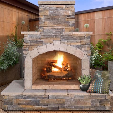 Calflame Natural Stone Propane Gas Outdoor Fireplace And Reviews Wayfair