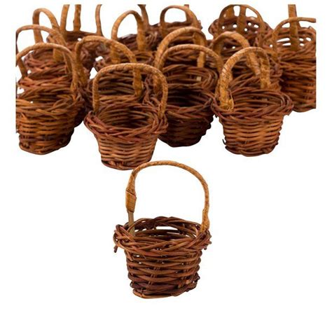 Mini Baskets 24 Pack Miniature Woven Baskets With Handles Mini Round