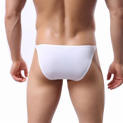 Men Ice Silk Briefs Low Rise Bikini Underpants Underwear Thong G String Ebay