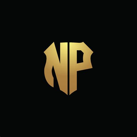 Monograma Del Logotipo De Np Con Colores Dorados Y Plantilla De Diseño