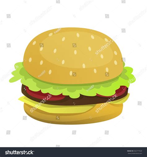 Cartoon Burger Vector Isolated Flat Style Stock Vector 592777529