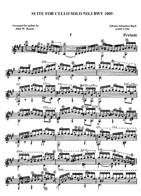 Bach Johann Sebastian Bwv 1009 Cello Suite No 3 Classical Guitar