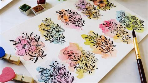 10 Easy Flower Doodles Watercolor Flowers Andleaves Doodle For Beginners