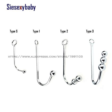 Sexy Slave Cosplay Game Stainless Steel Anal Hook With Ball Hole Metal