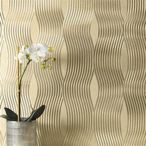 Arthouse Champagne Gold Rose Gold Metallic Wallpaper Vinyl Floral