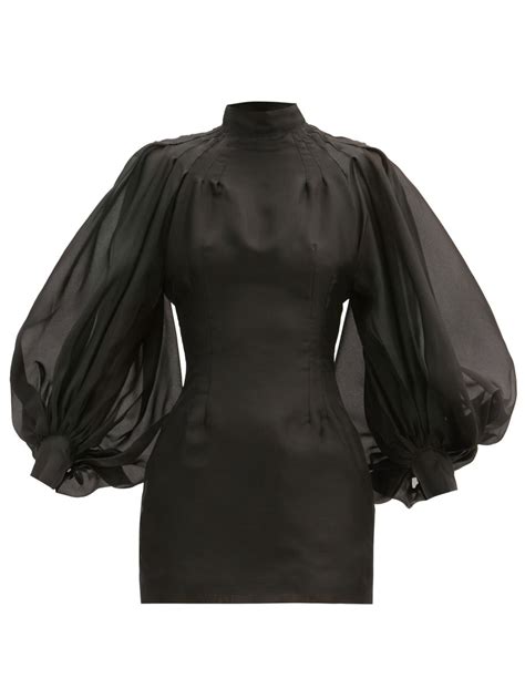 Black Balloon Sleeve Silk Organza Mini Dress Elzinga Matchesfashion Us