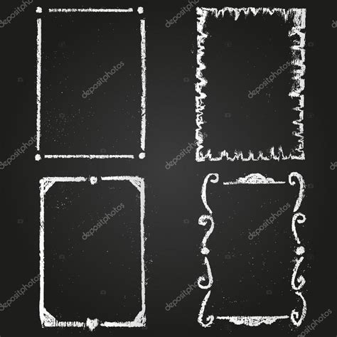 Set Of Chalk Painted Frames On A Black Chalkboard Stock Vector Image