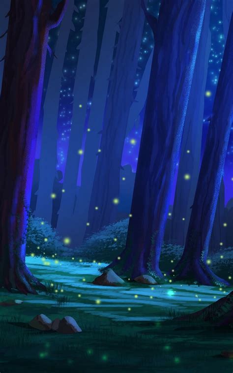 Wallpaper Glare Glow Forest Trees Art Nowiu