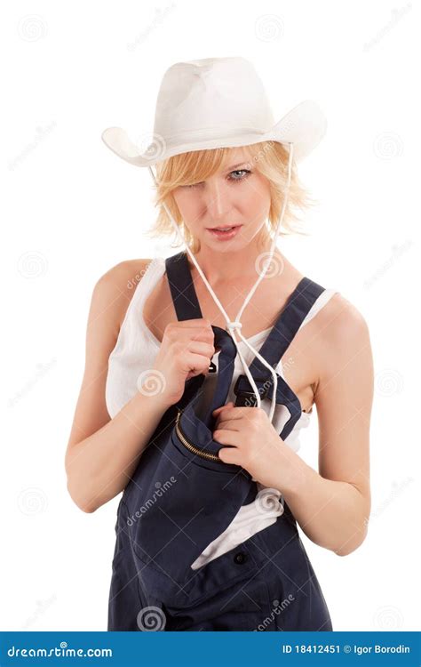 Sexy Cowgirl In A Straw Cowboy Hat Stock Image Image
