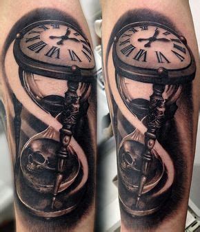 Black And Grey Realistic Hourglass And Skull Tattoo Hourglass Tattoo