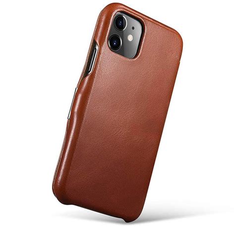 Icarer Iphone 11 Magnetic Closure Genuine Leather Case Brown Leather