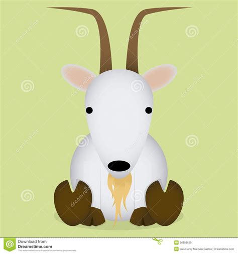 Vector Cartoon Cute White Goat Sitting Isolated Royalty Free Stock