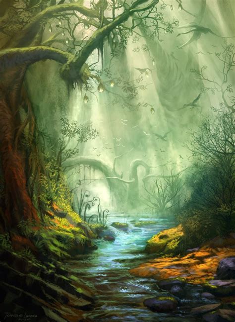 Fantasy Landscape Forest Drawing Fantasy Forest