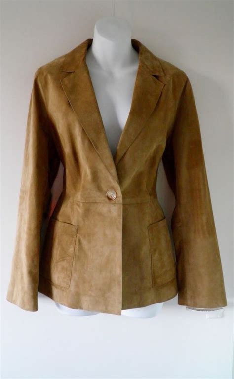 Women tan brown suede western style leather jacket with fringe. M&S Smart Genuine Real Tan Brown Suede Fitted Blazer ...
