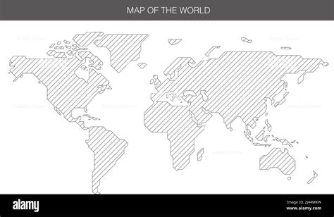 Simple Straight Line Map Of The World Vector Background Stock Vector