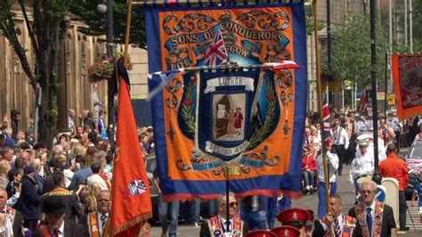 the twelfth thousands march in orange order parades bbc news