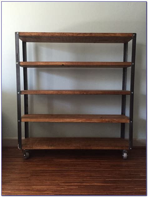 Industrial Bookcase On Casters Bookcase Home Design Ideas