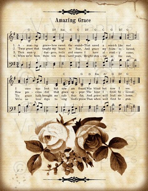Printable Christian Hymn Set Of Amazing Grace Old Etsy Printable