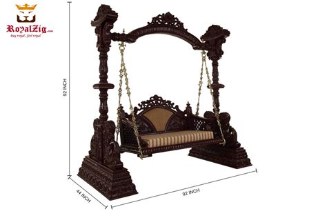 Carving Wooden Indoor Swing Royal Jhula For Living Room Online