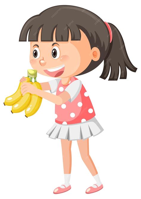 Premium Vector Cute Girl Holding Banana On White Background