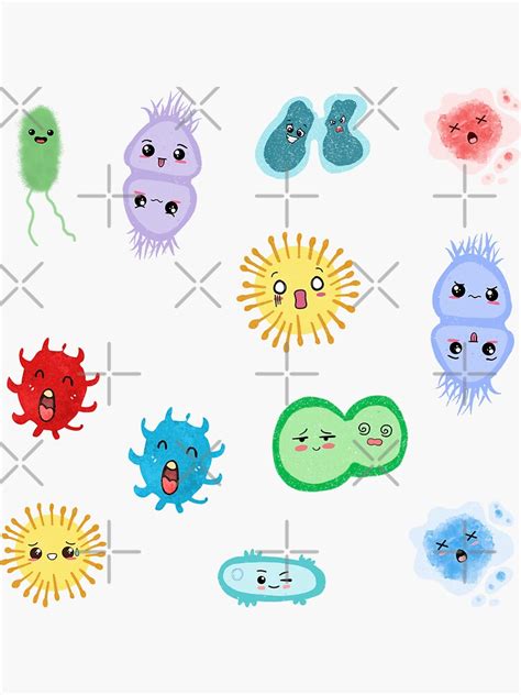 Cute Microbes Bacteria Virus Ecoli Microbiology Seamless Pattern