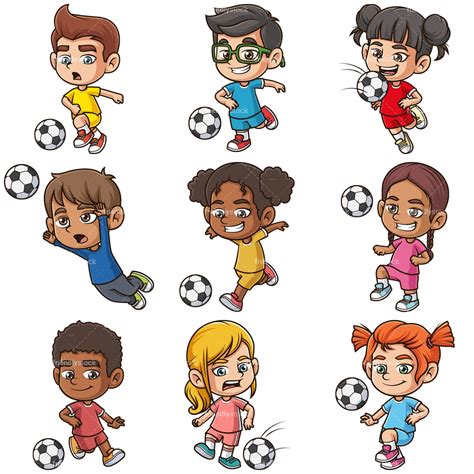 Asian Girl Playing Soccer Cartoon Clipart Vector Friendlystock Lupon