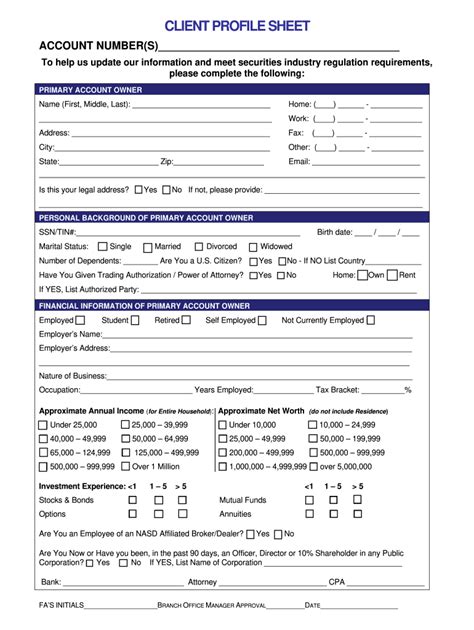 Client Profile Sheet Fill Out And Sign Online Dochub