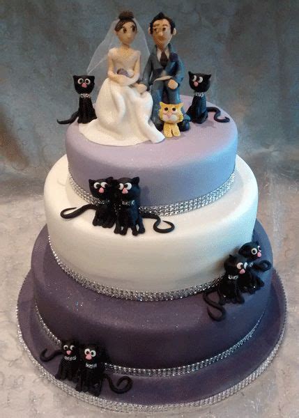 This silhouette can be customized with a dog or cat, too this double heart wedding cake topper adds an elegant touch to your wedding day. 81 best Cat wedding cake images on Pinterest | Cold ...