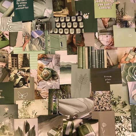 50pc Sage Green Aesthetic Glossy Photos Wall Collage Kit Photo