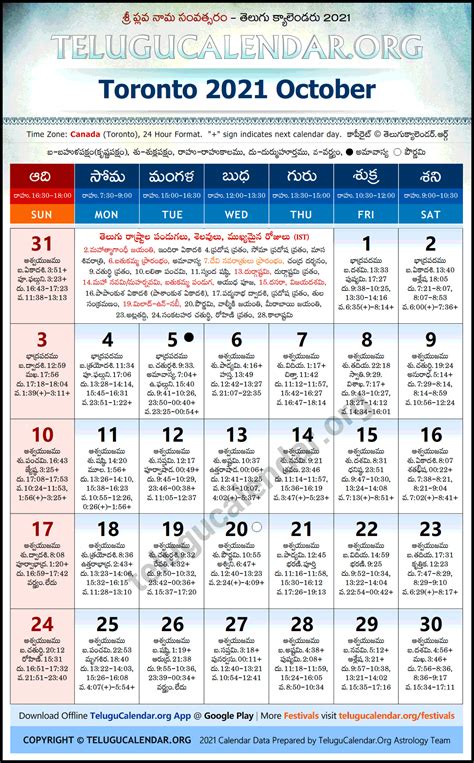 Maybe you would like to learn more about one of these? Toronto 2021 October Telugu Calendar Festivals & Holidays