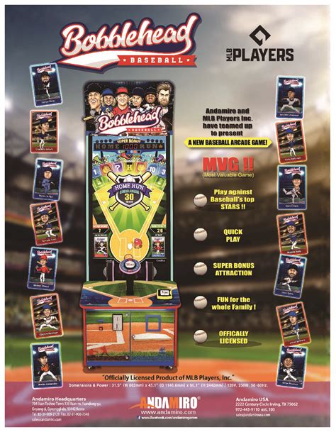 Brochure For Bobblehead Baseball Andamiro Usa Arcade Game