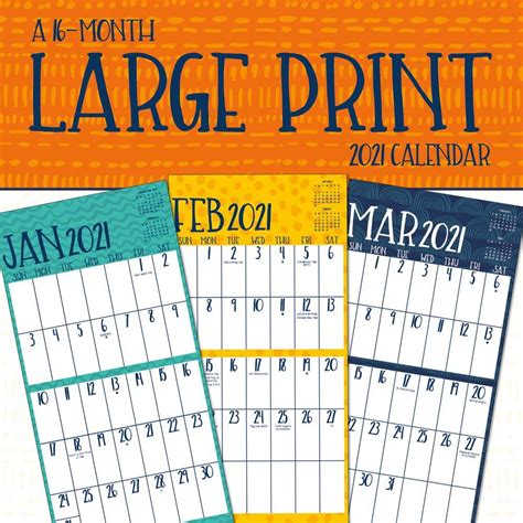 Large Print Mini Wall Calendar