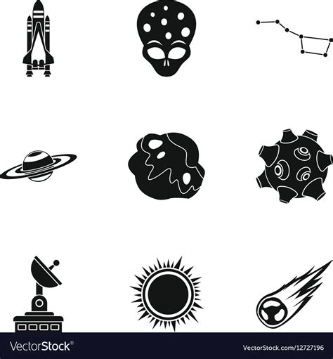 Outer Space Icons Set Simple Style Royalty Free Vector Image