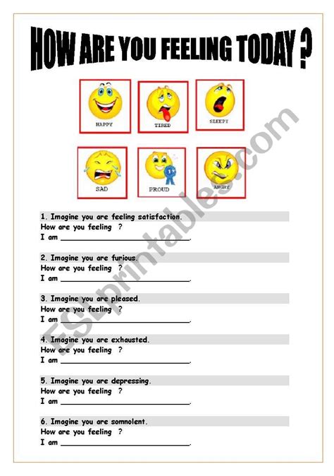 How Are You Feeling Today Esl Worksheet By Elaineclariano