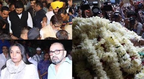 Photos At Om Puris Funeral Amitabh Bachchan Pays Tribute Shabana