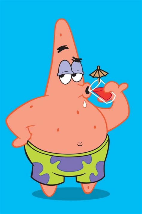 Patrick Drinking Poster Picture Metal Print Paint By Spongebob