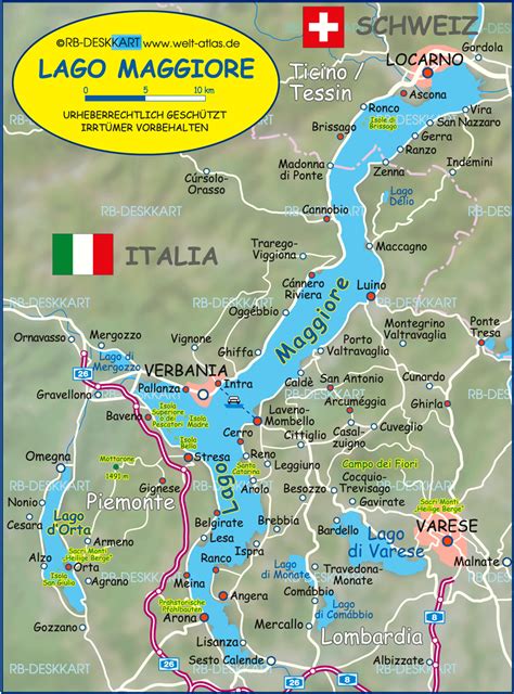 Map Of Lake Maggiore Lago Maggiore Region In Italy Switzerland