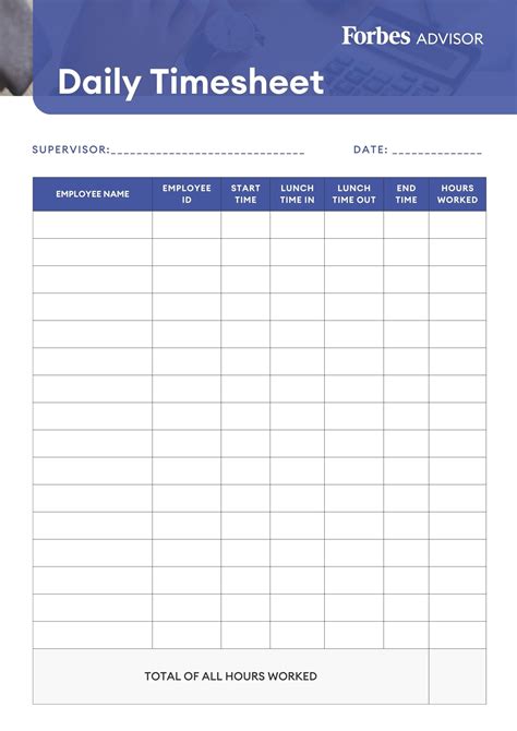 Free Time Sheet Template 2024 Guide Forbes Advisor