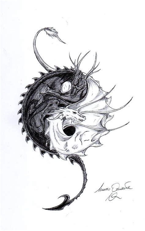 Dragon Ying Yang By Lonewolf9440 Drawings Dragon Tattoo Designs
