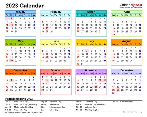 2023 Calendar Free Printable Word Templates Calendarpedia