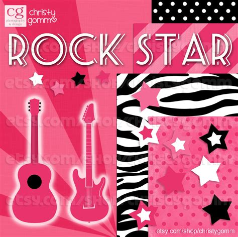 Rock Star Clip Art Instant Download Pink Zebra By Christygomm
