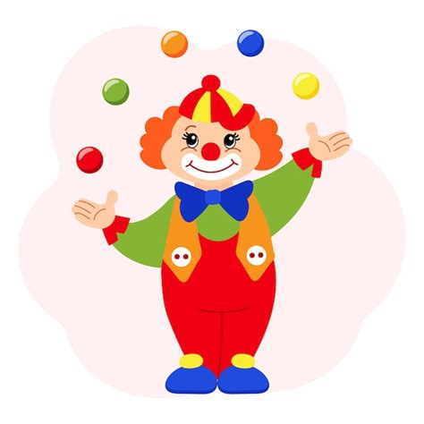 Premium Vector Cute Funny Cartoon Clown Juggler With Balls Childrens