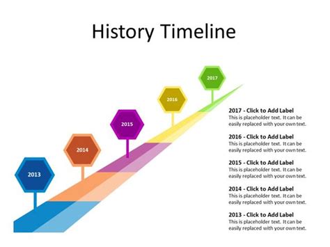 Ppt Slide Timeline Diagram 5 Milestones Multicolor