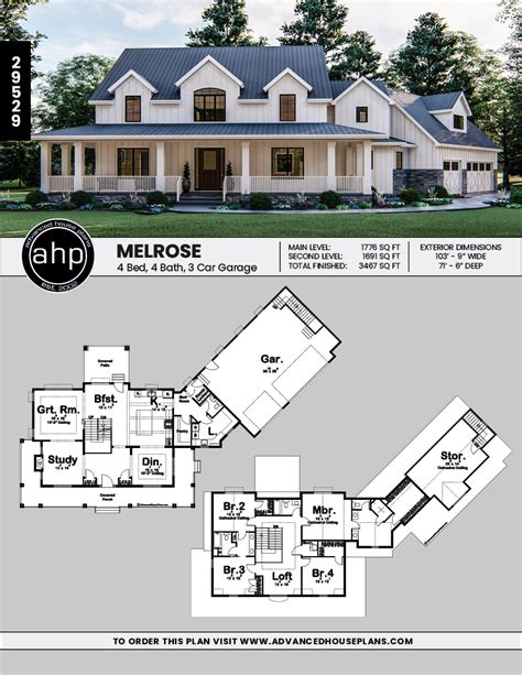 2 Story Modern Farmhouse House Plan Melrose House Plans Farmhouse