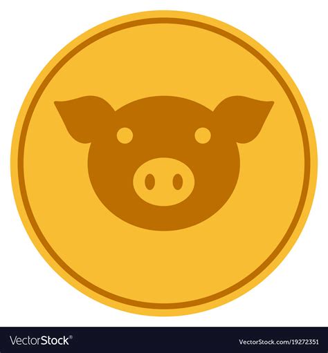 Pig Head Gold Coin Royalty Free Vector Image Vectorstock