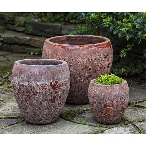 Kinsey Garden Decor Symi Round Rustic Ceramic Indoor Outdoor Planters