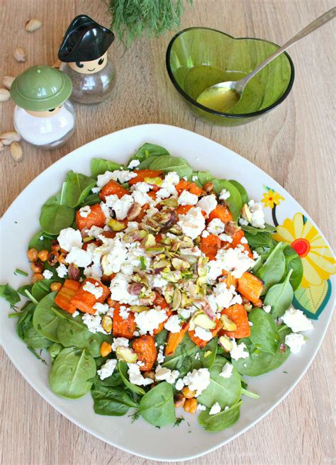Baby Spinach Salad With Roasted Carrots Feta And Pistachios